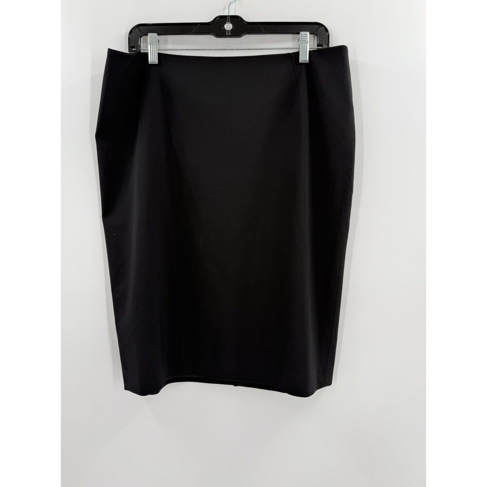 Lafayette 148 New York Black Virgin Wool Straight Pencil Skirt Size Petite 14 EC